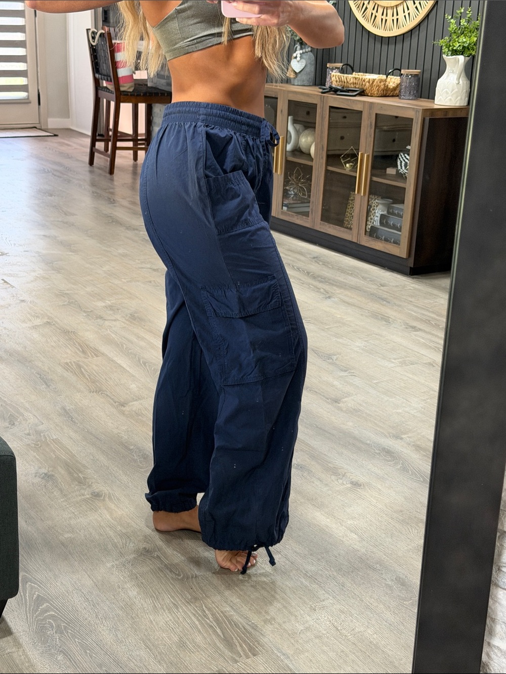 Women’s Aerie Navy Cargo Drawstring Joggers Size Small NWT